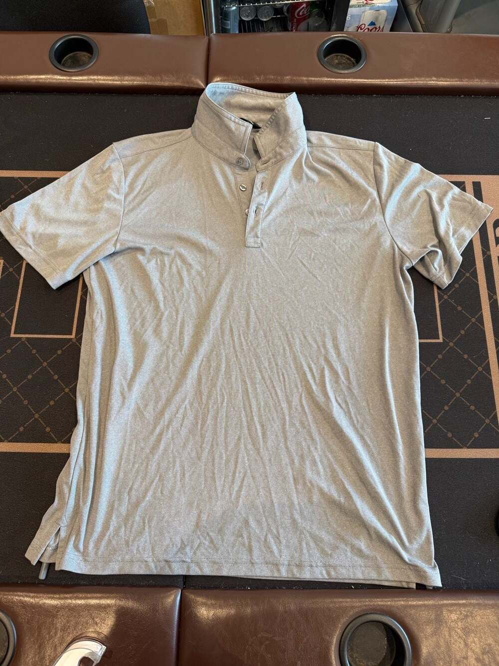 TravisMathew Men's Performance Band-Collar Polo Shirt Heather Grey